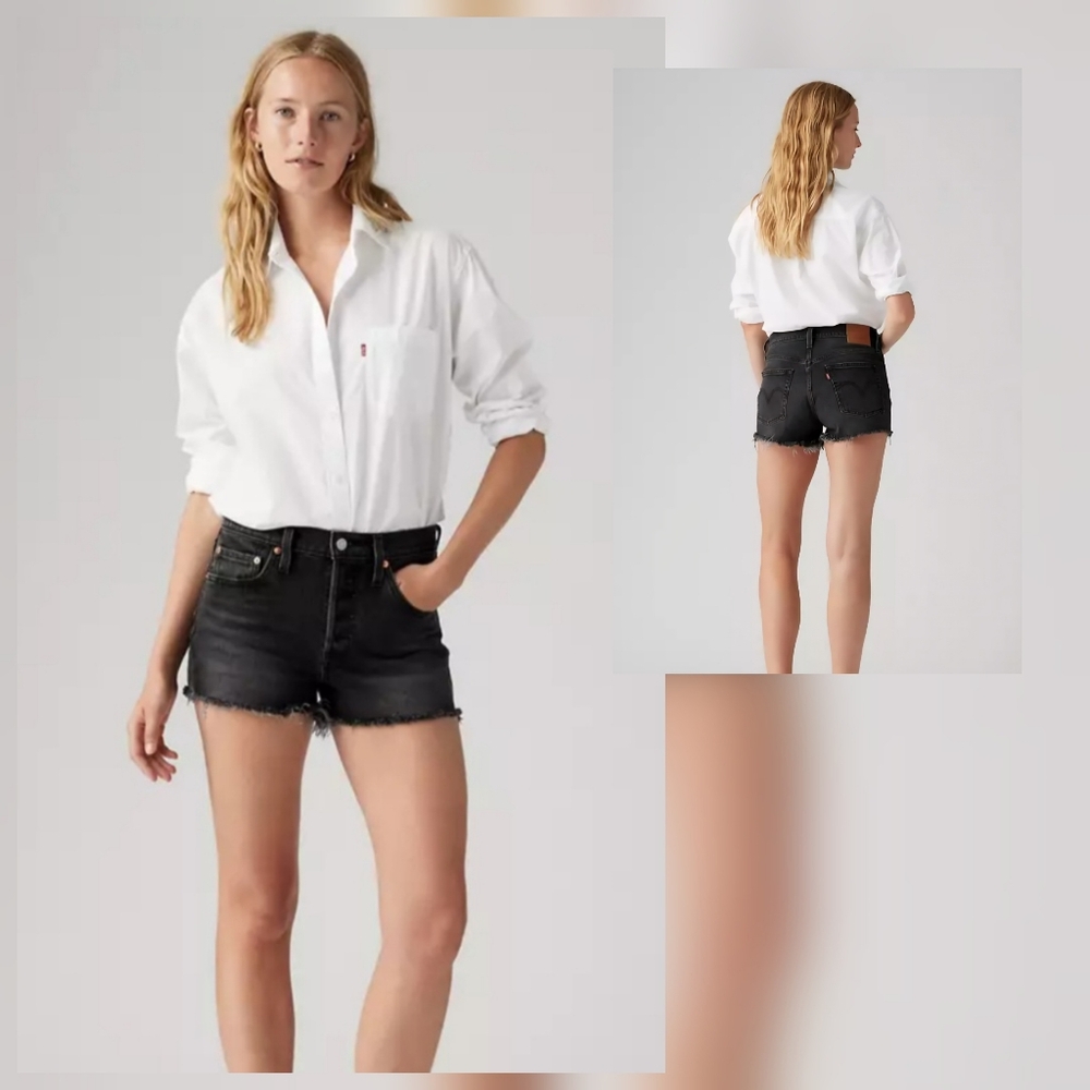 NEW! Levi's 501 Original Fit High Rise Black Jean Shorts Size 33